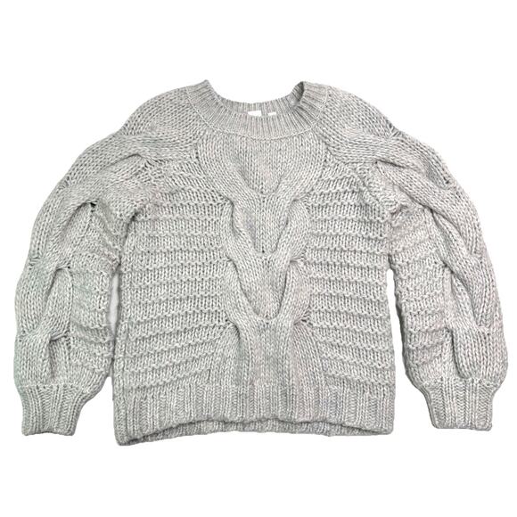 Gap Sweater Chunky Cable Light Blue Marled Knit Size S Small Alpaca/Wool Blend - Picture 1 of 9